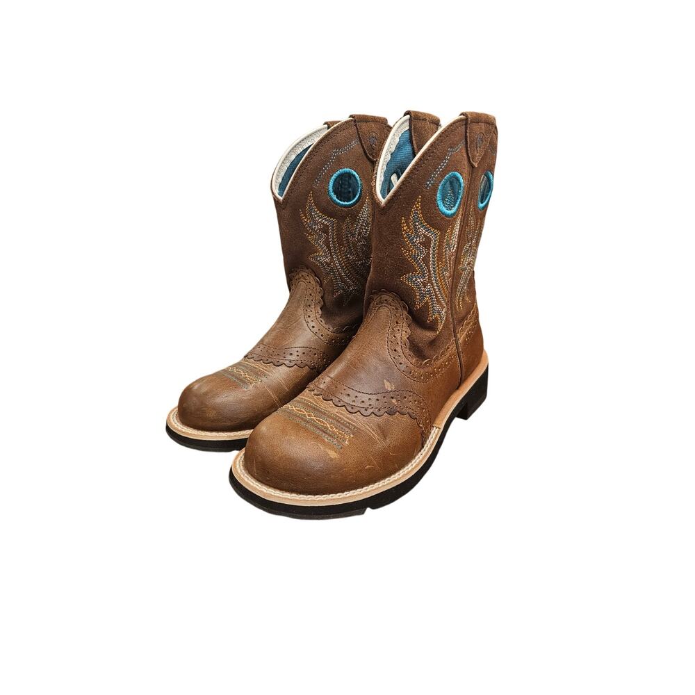 New w/o box Ariat Brown and teal fatbaby cowboy boots size 7B